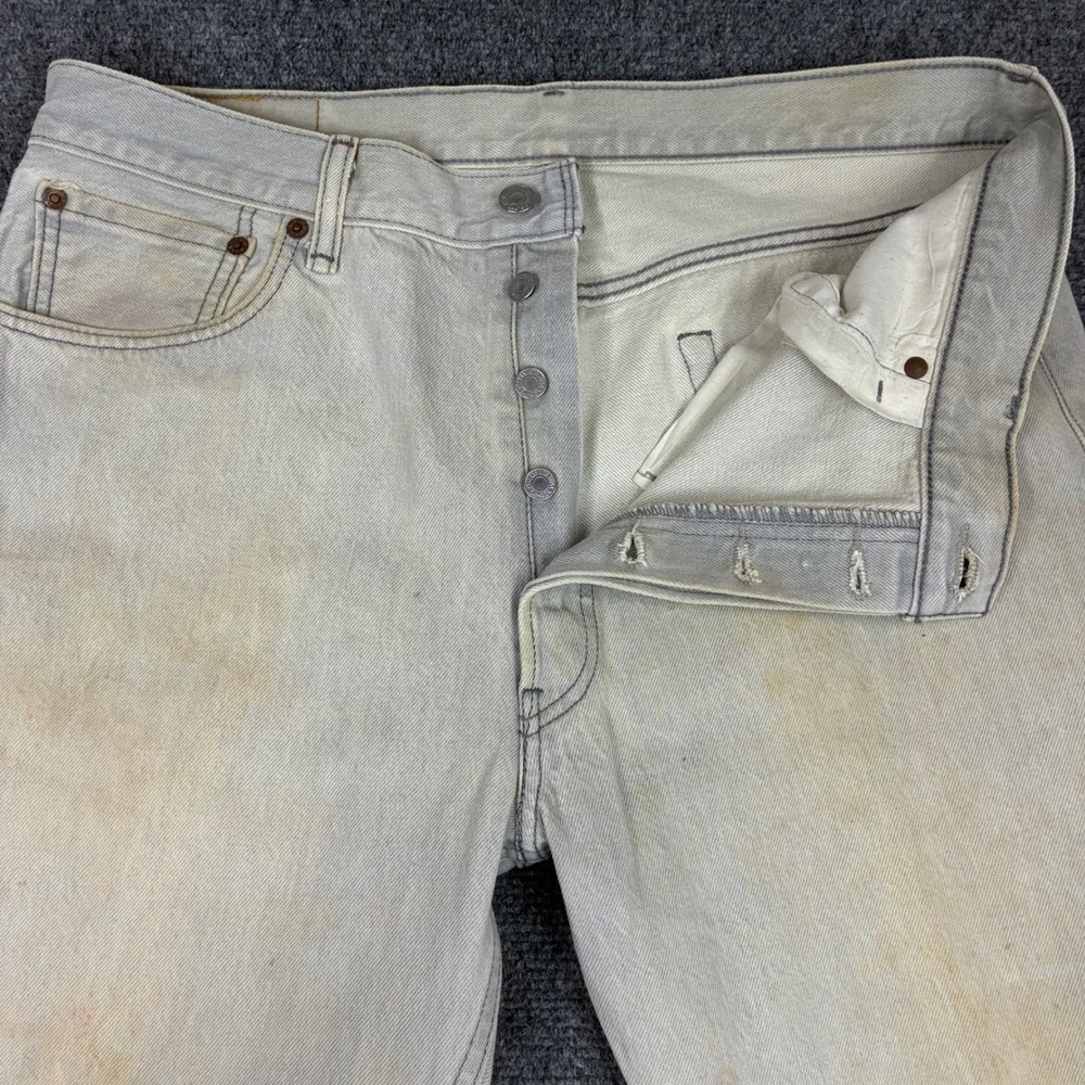 Vintage 90s Levis 501 Grey Jeans Mens Size 36x34 Button Fly Straight Leg Denim
